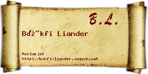 Bökfi Liander névjegykártya